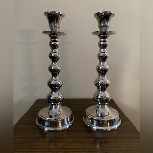 Modern Silver Candlesticks 10.5” Tall
